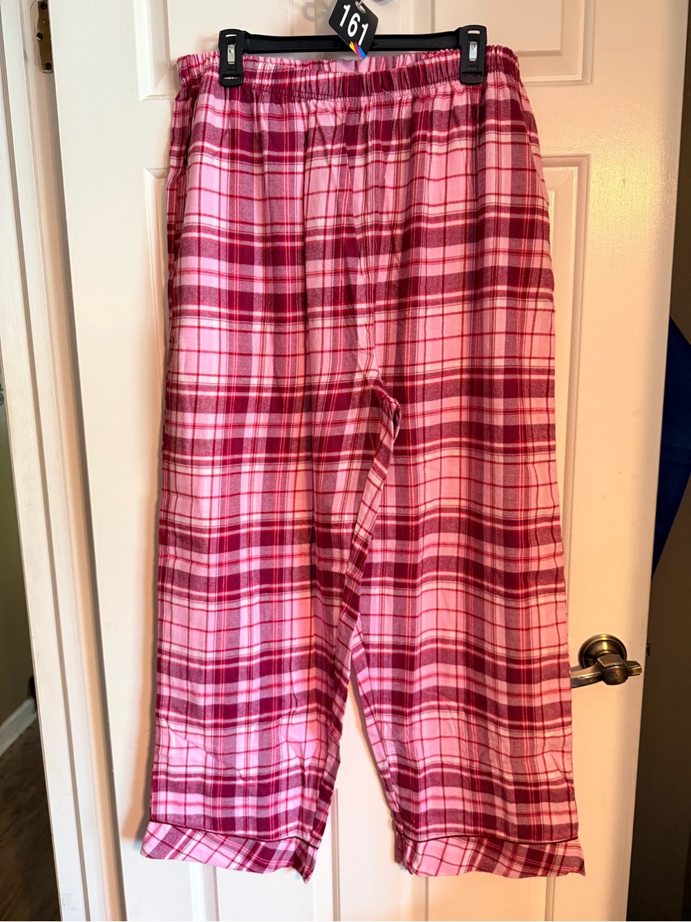 Only Necessities Pink and Burgundy Plaid Pajama Pants